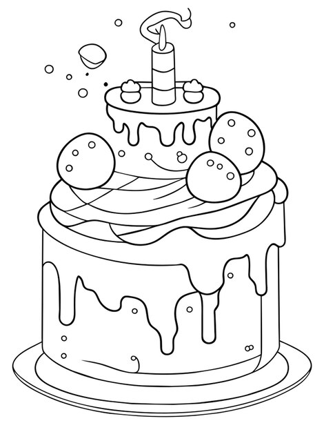 Vector cake coloring pages yummy birthday cake coloring page for kids free desserts printable coloring