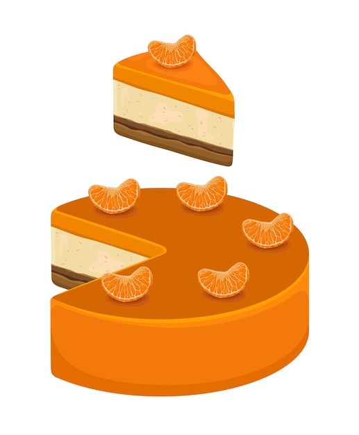 Cake Dessert Orange Sweet Food Vector Illustration