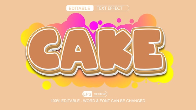 Cake Editable Text Effect Vector With Cute Background