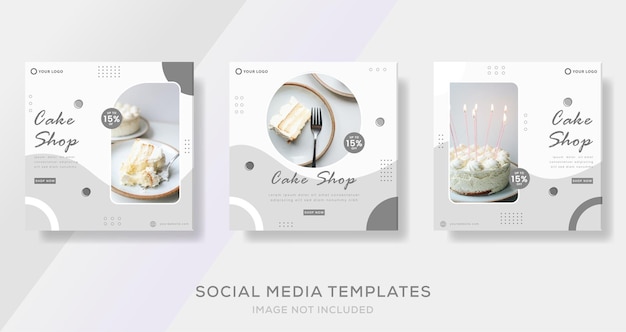 Cake food banner template post premium vector