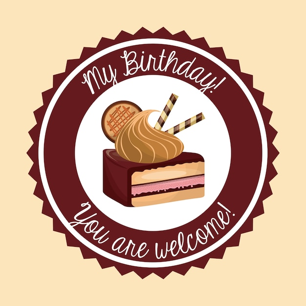 Cake icon. Happy Birthday design. Vector graphic.