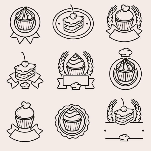 Cake labels and elements set. Collection icon cake. Vector