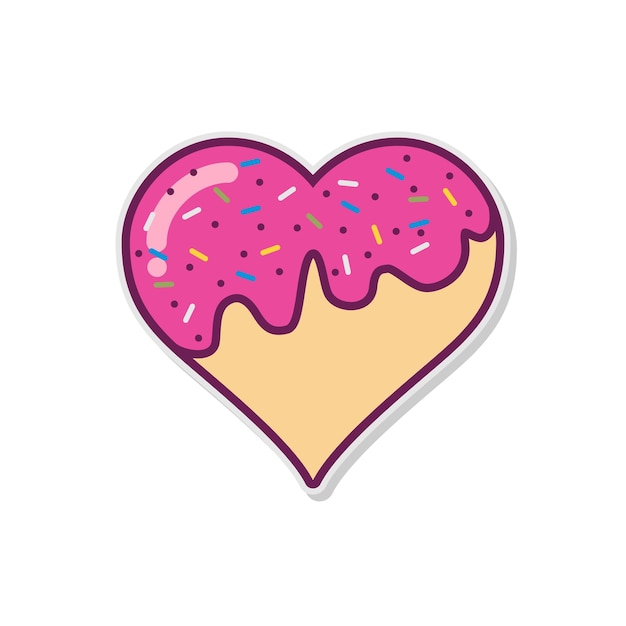 Cake Love Heart Logo Vector, Heart Shaped Cake Symbol With Jam And chocolate sprinkles