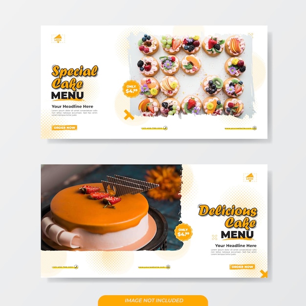 Cake menu banner promotion template design