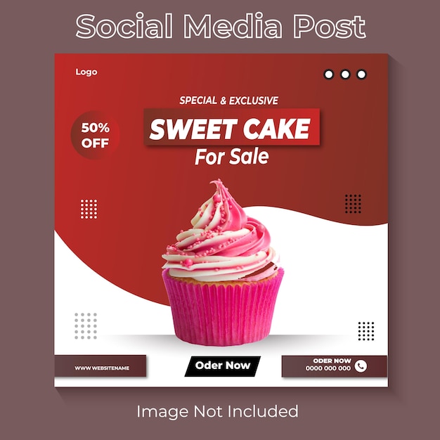 Vector cake for sale social media post design template