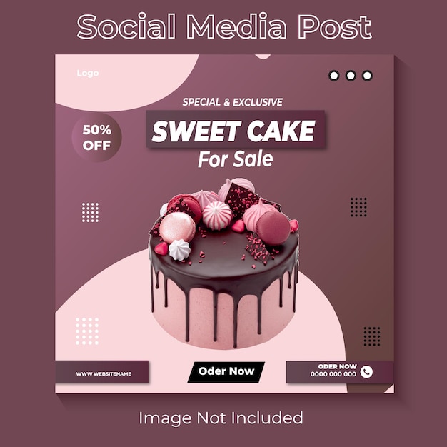 Vector cake for sale social media post design template