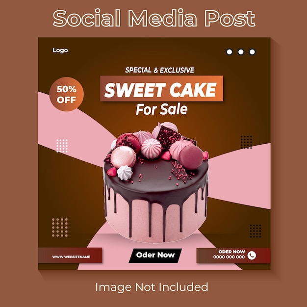 Cake for sale social media post design template