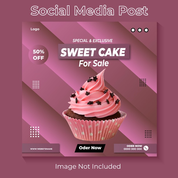 Cake for sale social media post design template