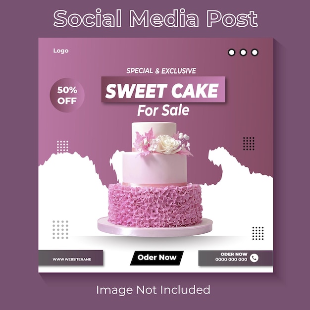 Cake for sale social media post design template