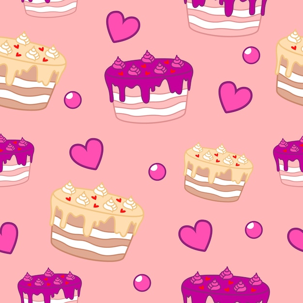 Cake seamless pattern vector