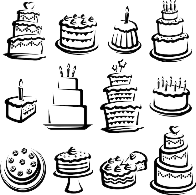 Cake set Elements and icons collection Vector