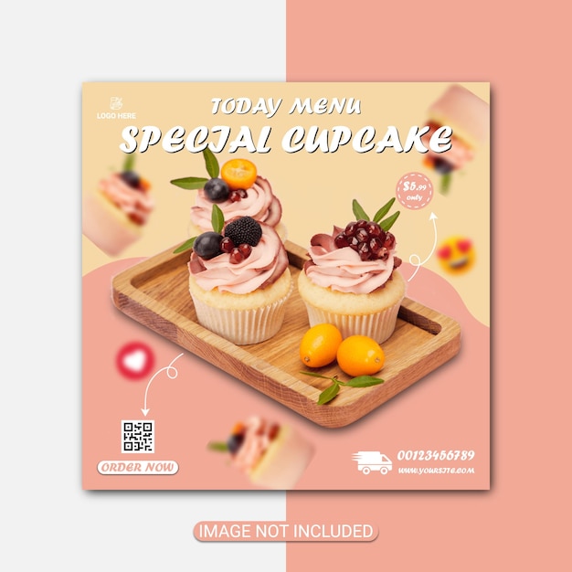 Cake Social Media Or Bakery Flyer Template Design Premium Vector