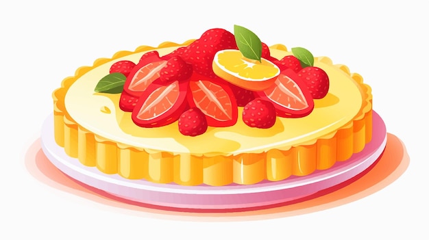 Vector a cake with fruit on it and a fruit on the top