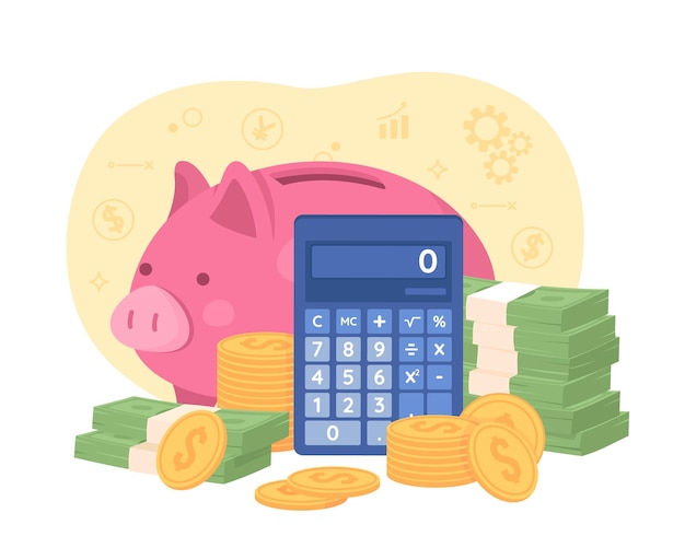 Calculating money flat concept vector illustration