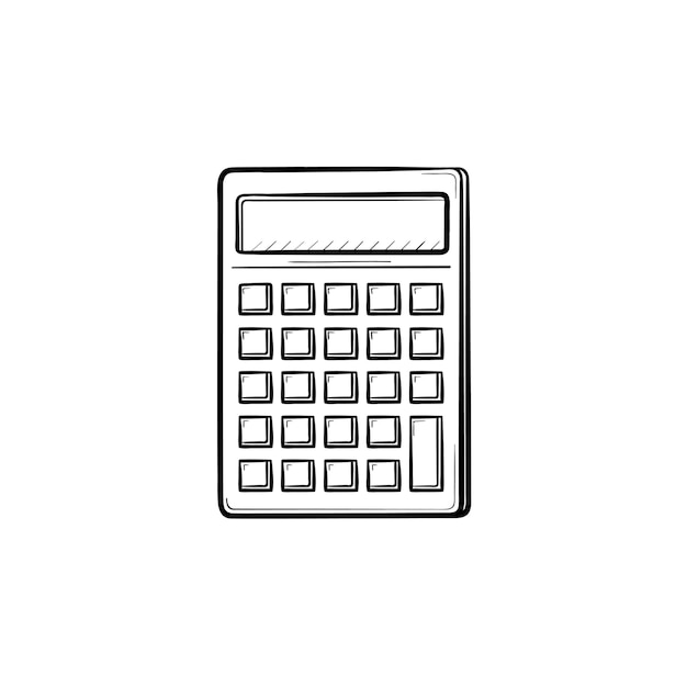 Calculator for count hand drawn outline doodle icon. Math calculator vector sketch illustration for print, web, mobile and infographics isolated on white background.