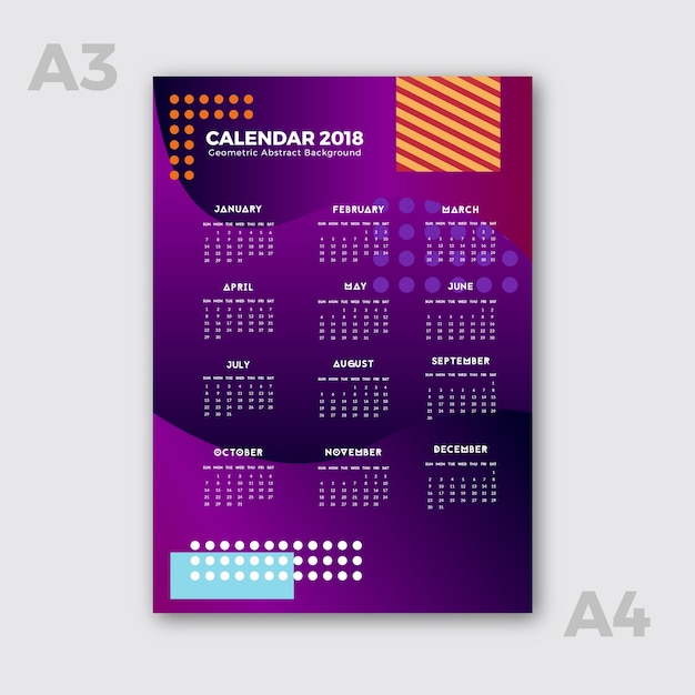 Calendar 2018 geometric