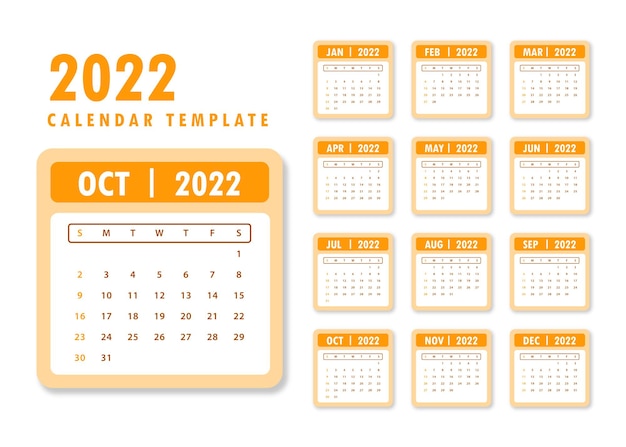 Calendar 2022 design template illustration