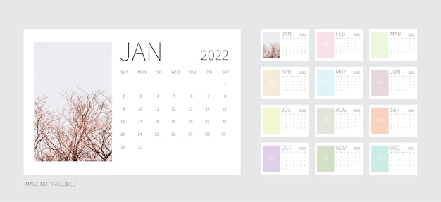 Calendar 2022 template Minimal design Calendar template design with place for photo