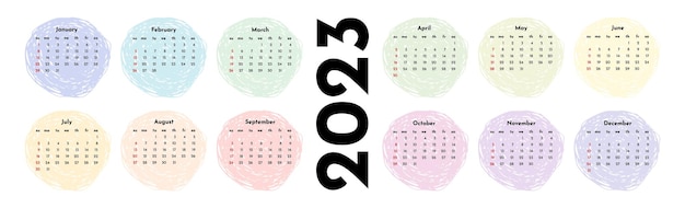 Calendar for 2023 isolated on a white background