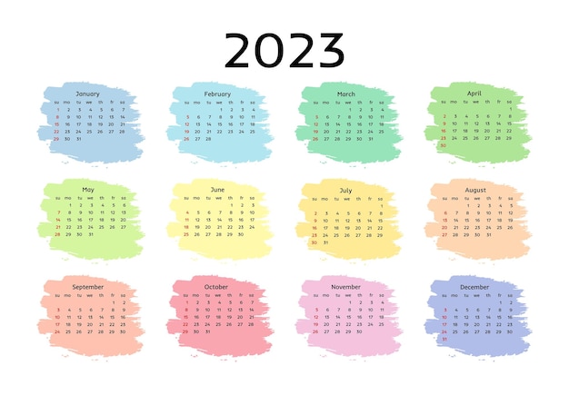 Calendar for 2023 isolated on a white background