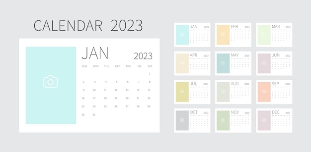 Calendar 2023 template Minimal design Calendar template design with place for photo