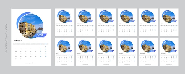 Calendar 2023 week start Monday corporate design template vector