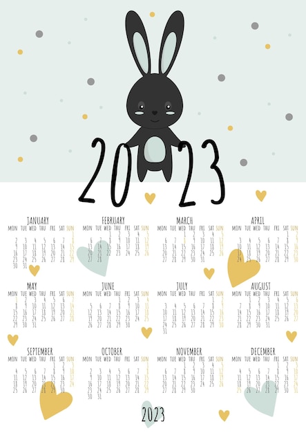 calendar for 2023 with rabbit