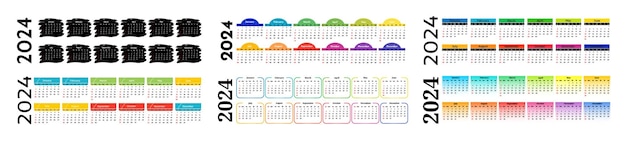 Calendar for 2024 isolated on a white background