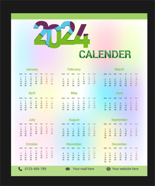 calendar 2024 template design for different types of company