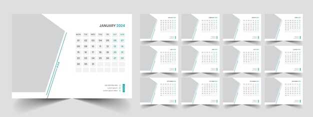 Calendar 2024 week start Monday corporate design planner template