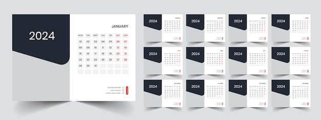 Calendar 2024 week start Monday corporate design planner template