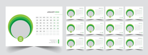 Calendar 2024 week start Monday corporate design planner template