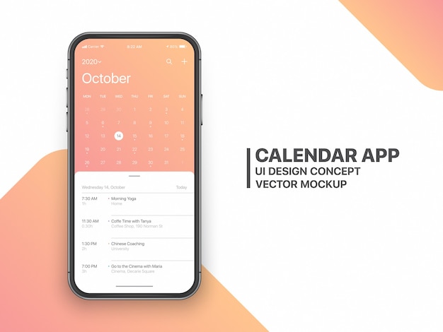 Calendar App UI UX Concept October Page