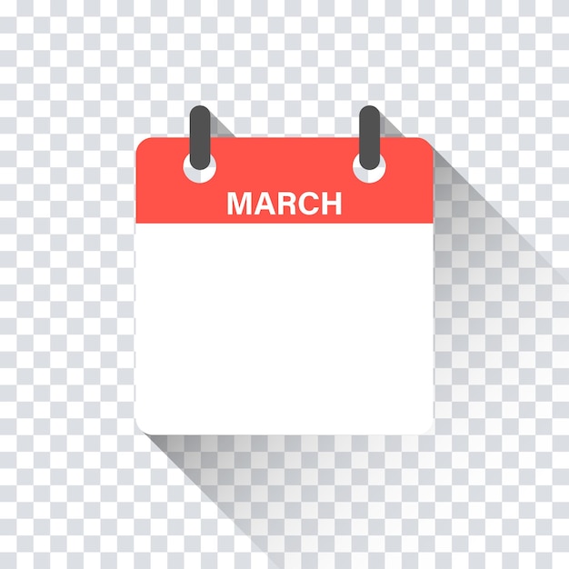 Calendar daily flat March month. Vector isolated illustration.Calendar personal organizer mockup in flat design. Stock vector. EPS 10