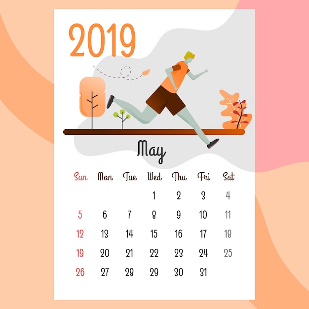 Calendar design for 2019. beautiful calendar design for 2019