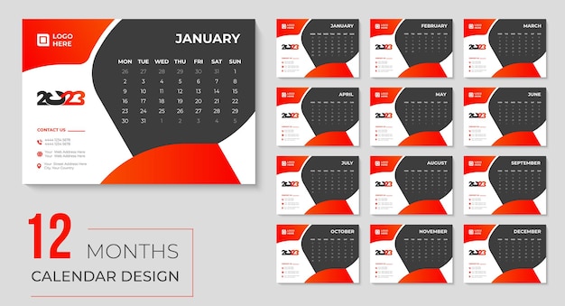 calendar design 2023 monthly and yearly wall calendar template for happy new year