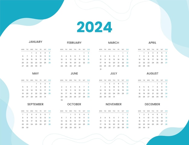 Vector a calendar design template for happy new year 2024