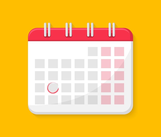 Calendar flat icon with red mark the date