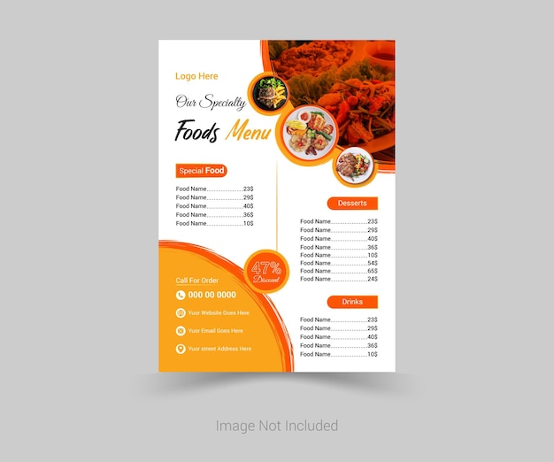 a calendar for a food menu that says food and food