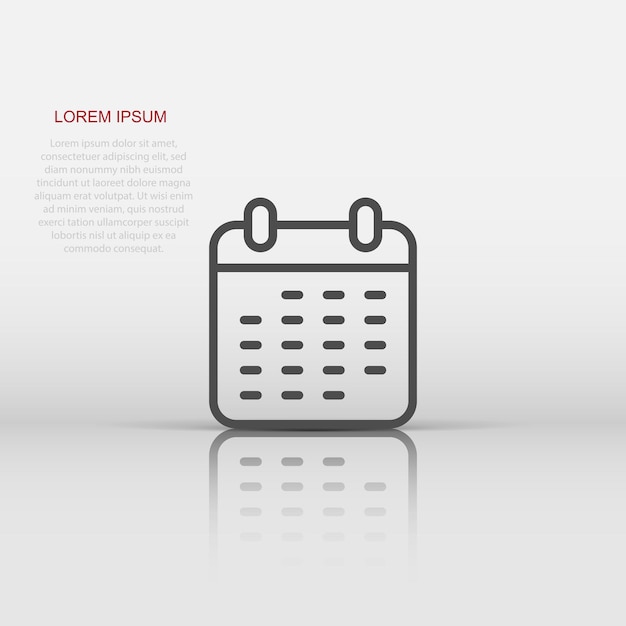 Calendar icon in flat style Agenda vector illustration on white isolated background Schedule planner business concept