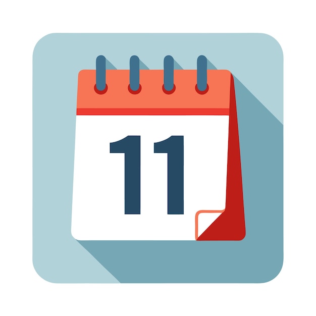 Vector calendar icon with the date of 11 vector illustration