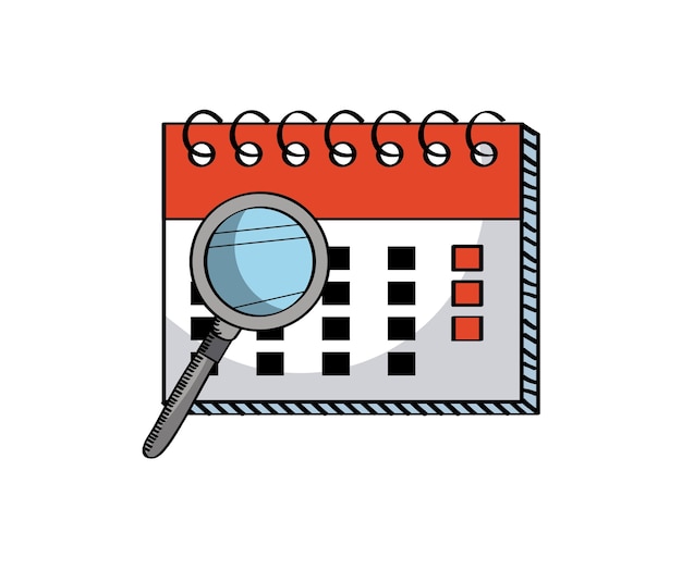 calendar and magnifying glass icon 