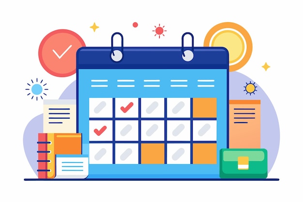 Vector a calendar marked with a check symbol indicating completion or achievement schedule management simple and minimalist flat vector illustration