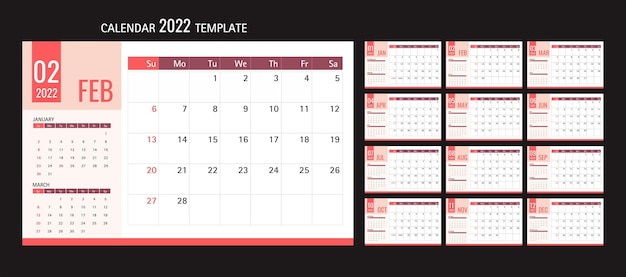 calendar or planner 2022 template