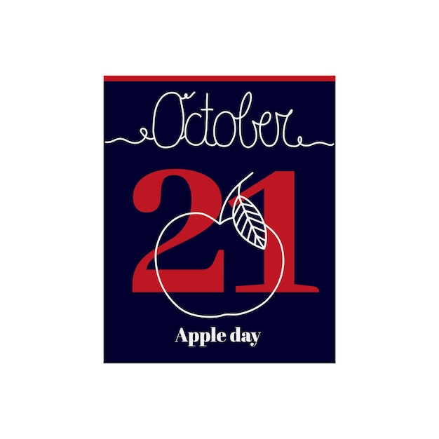 Vector calendar sheet, vector illustration on the theme of apple day. october 21.