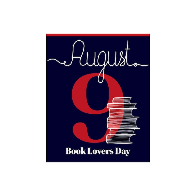 Calendar sheet vector illustration on the theme of Book Lovers Day on August 9