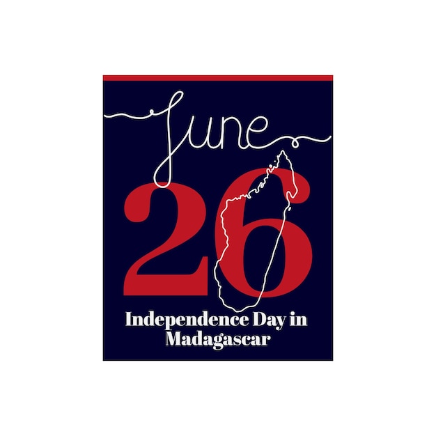 Calendar sheet vector illustration on the theme of Independence Day in Madagascar on June 26