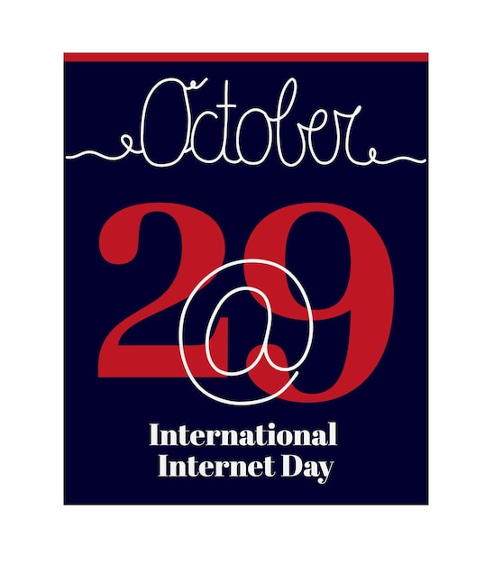 Calendar sheet, vector illustration on the theme of International Internet Day. October 29.