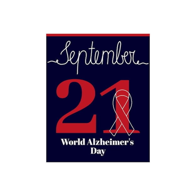 Calendar sheet vector illustration on the theme of World Alzheimer's Day on September 21