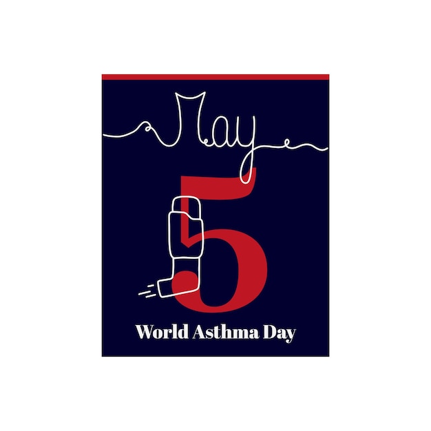 Calendar sheet vector illustration on the theme of World Asthma Day May 5